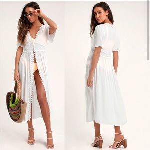 NWT Lulu’s Bay Breeze White Short Sleeve Swim Coverup